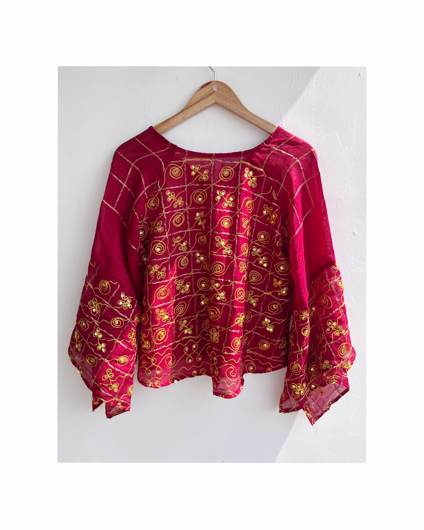 Marron aari work with sequins kurta