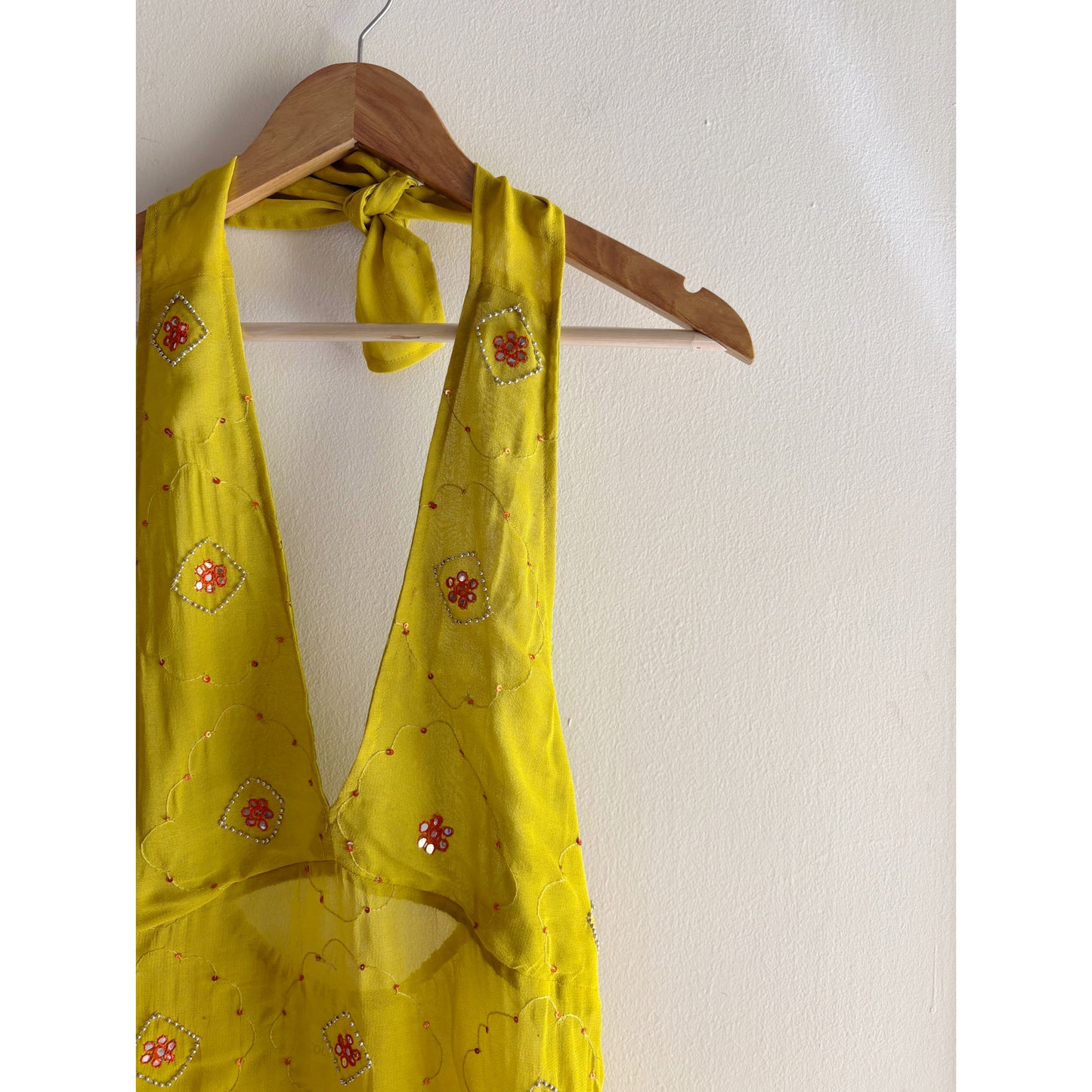 Yellow kaleidoscope halter neck