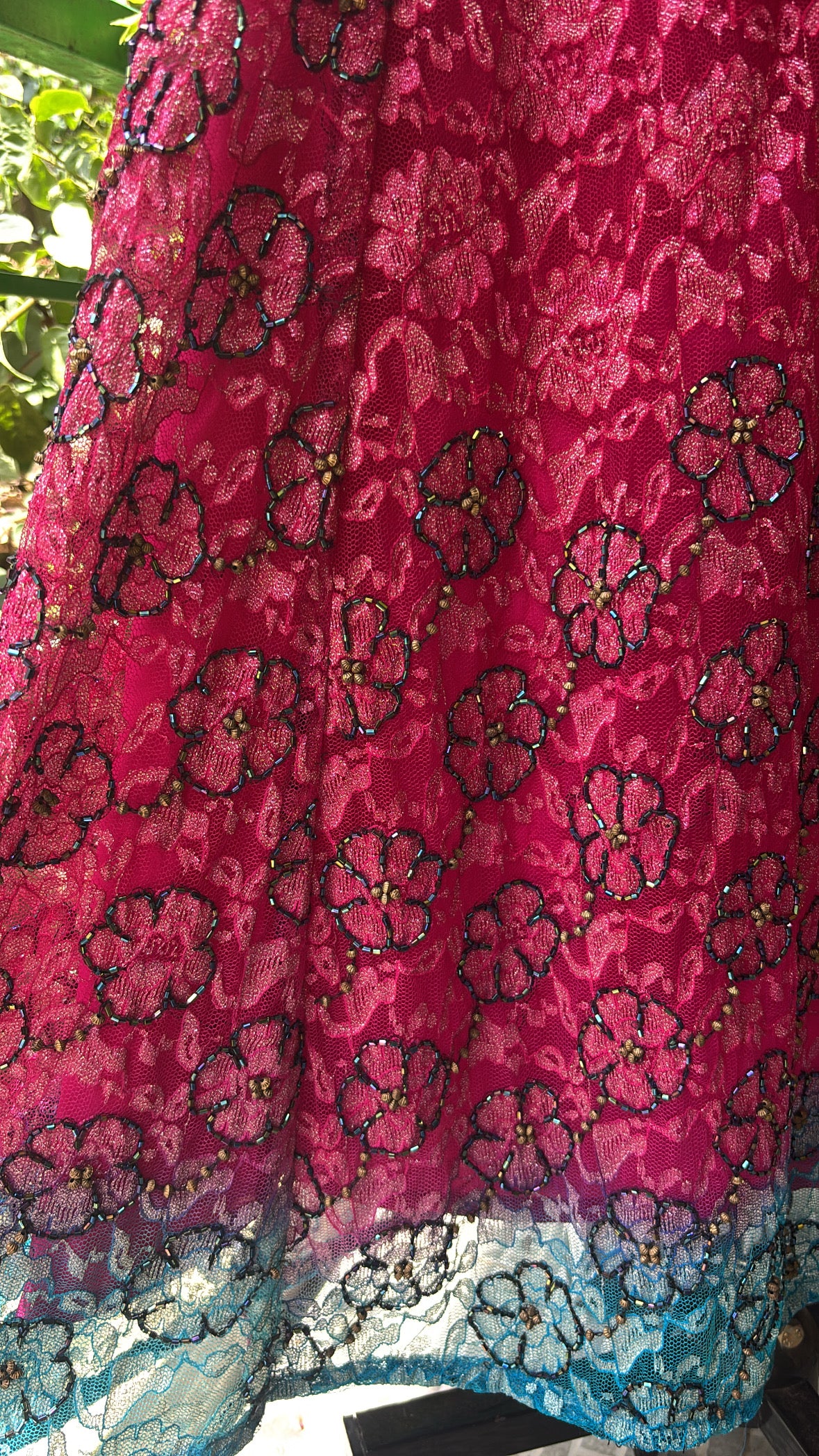 Dual tone lacey set with hand beaded work