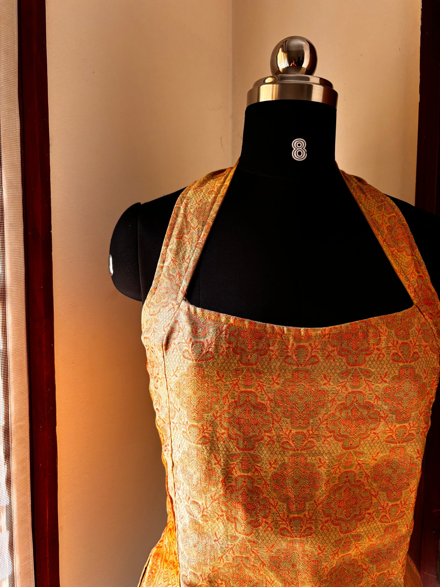 Golden and beige floral weave corset
