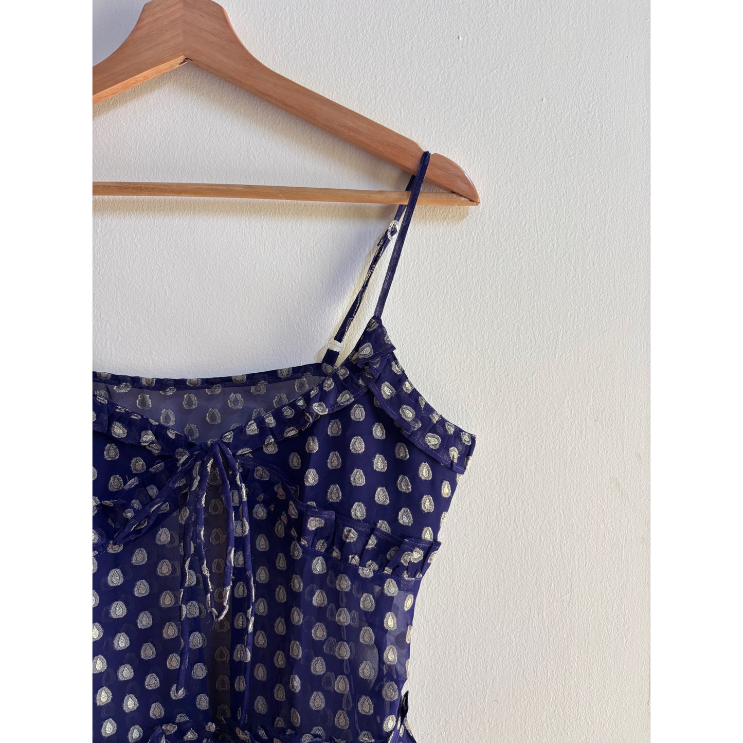 Navy & silver dot top