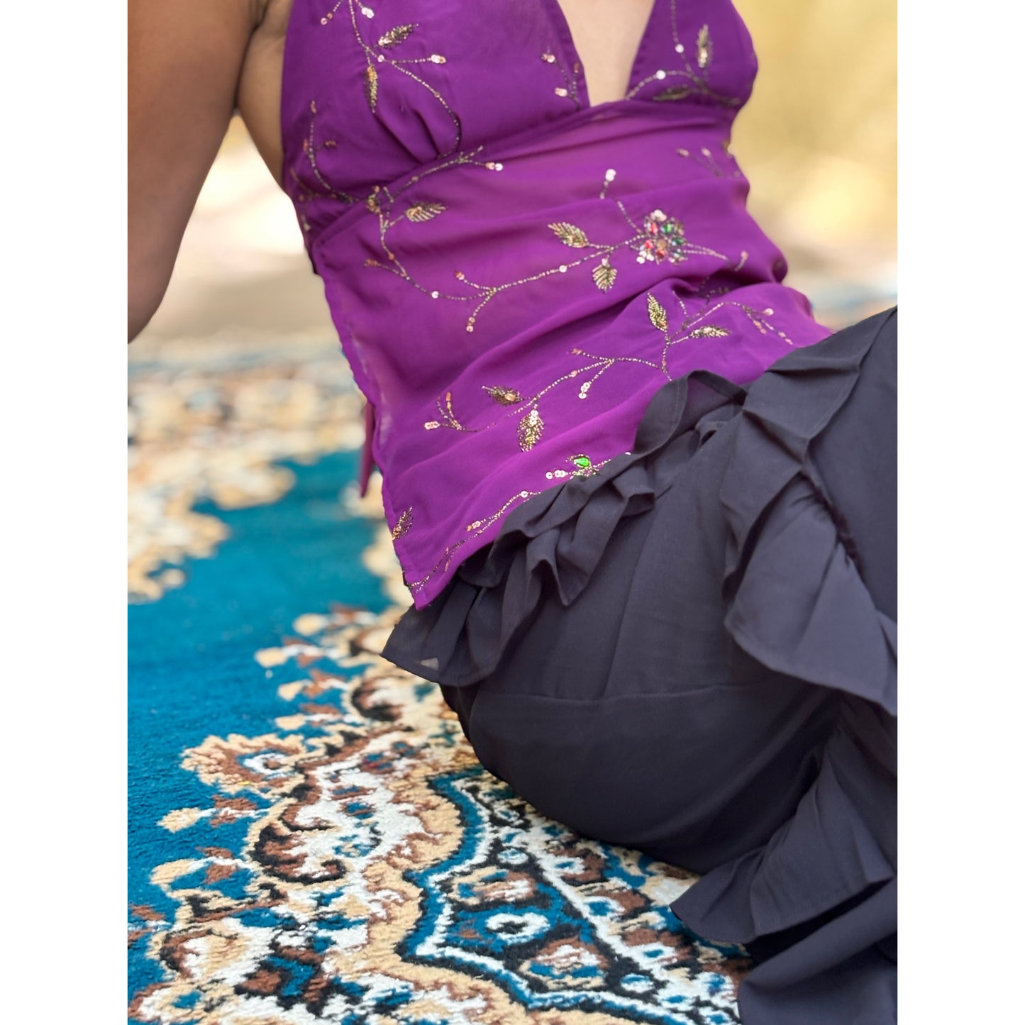 Purple supremacy backless top