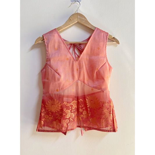 Orange self floral top
