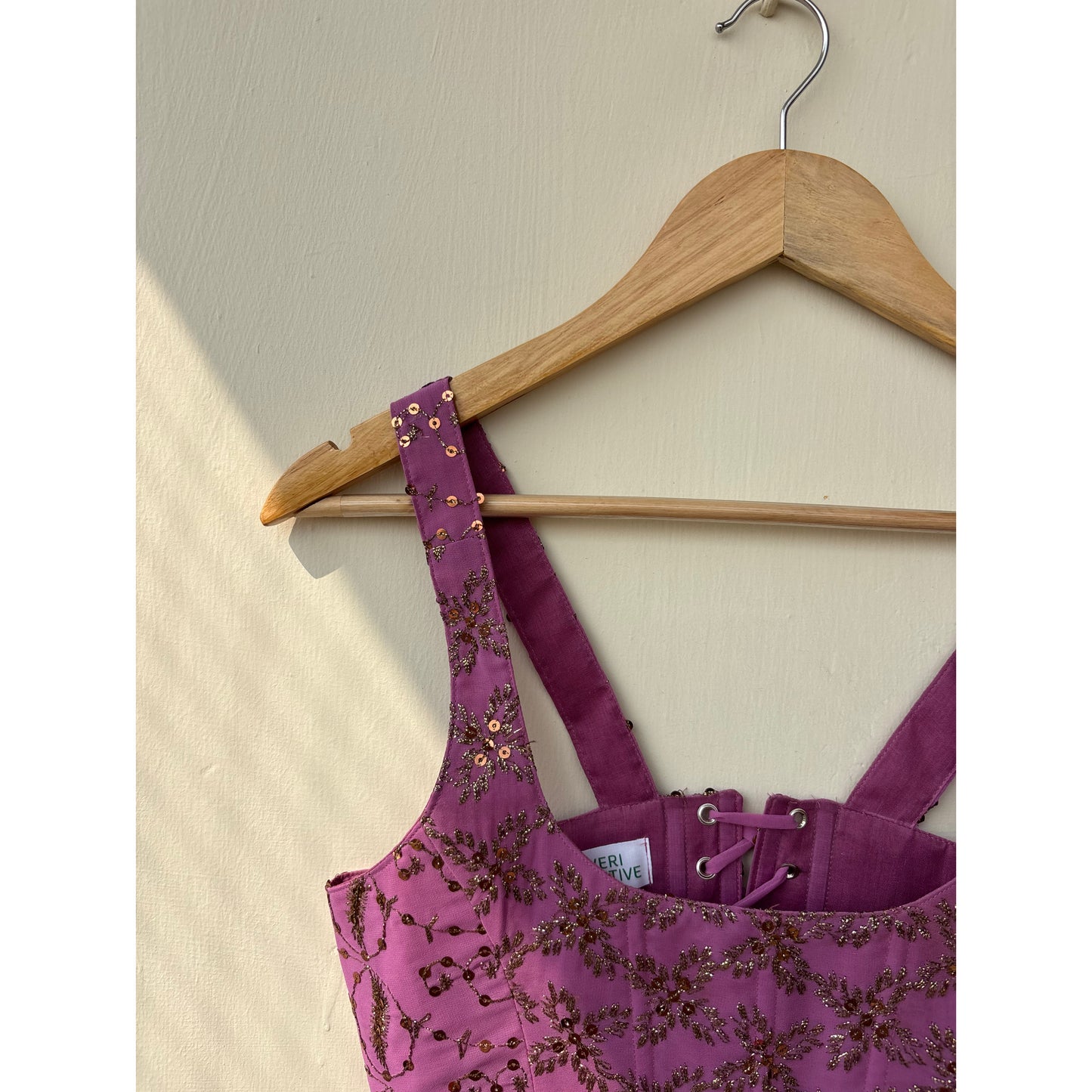 French lilac sequin corset
