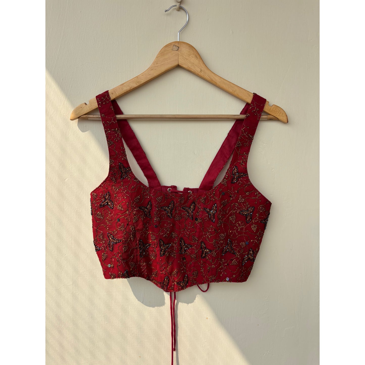 Red lacy handwork corset