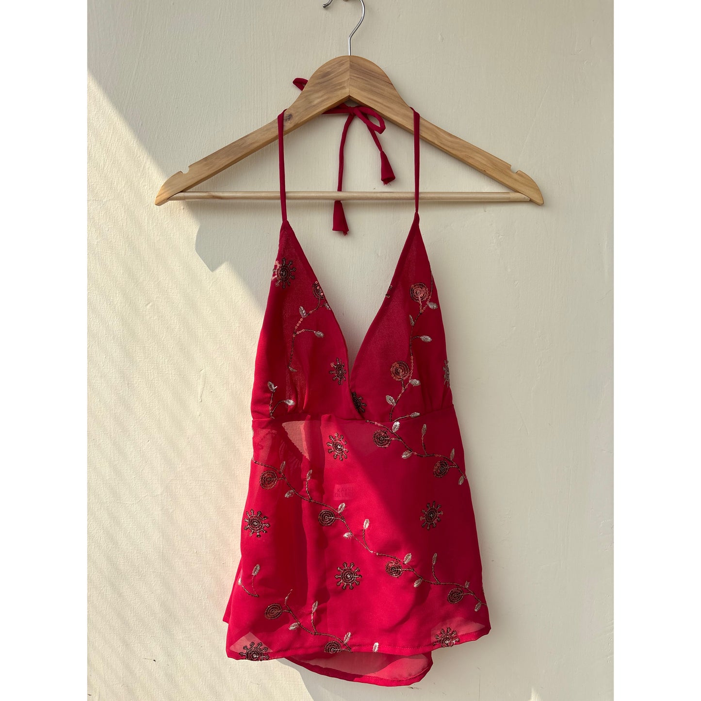 Floral sequins motif halter neck