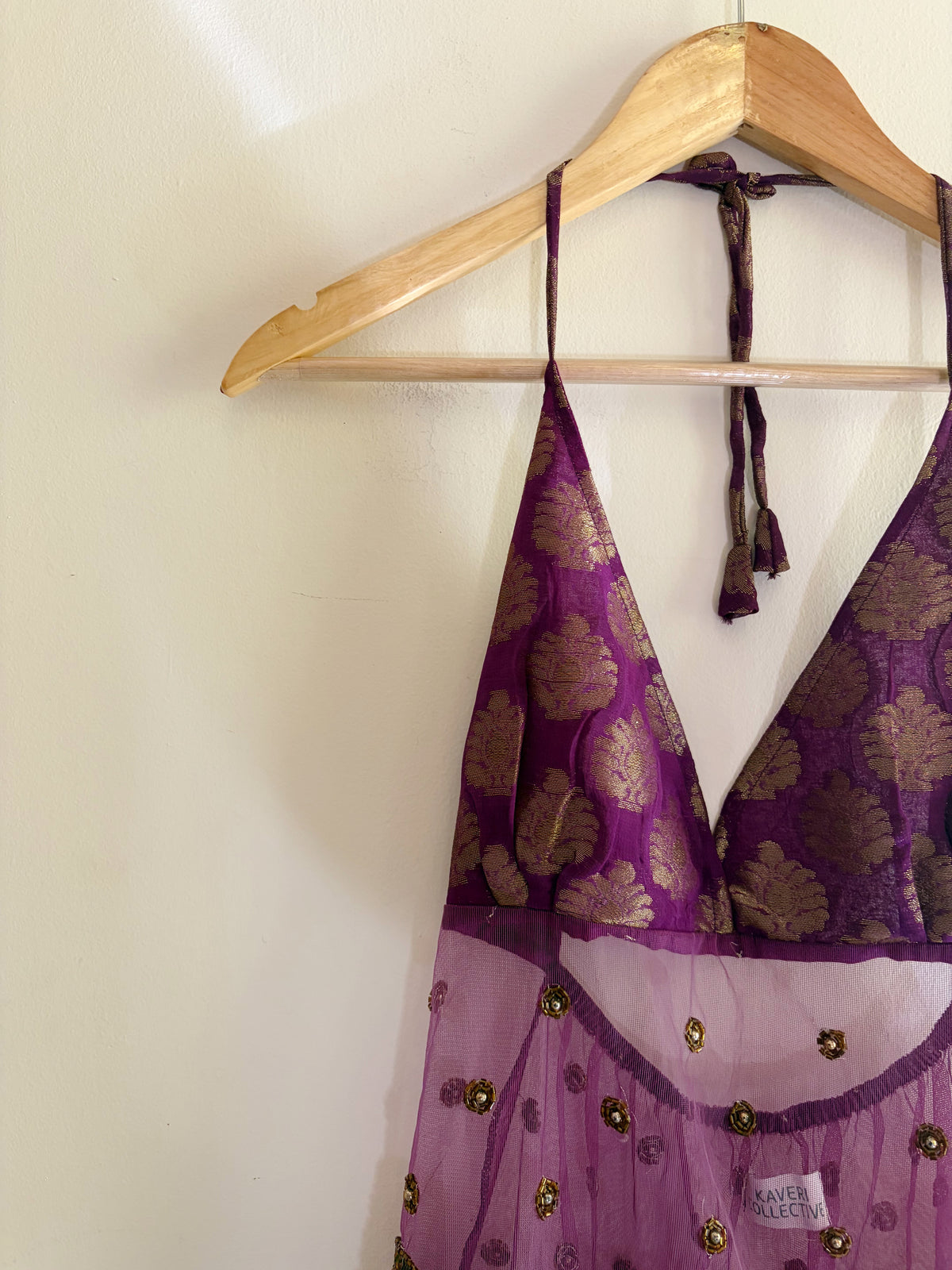 Handwork purple beauty halter neck top!