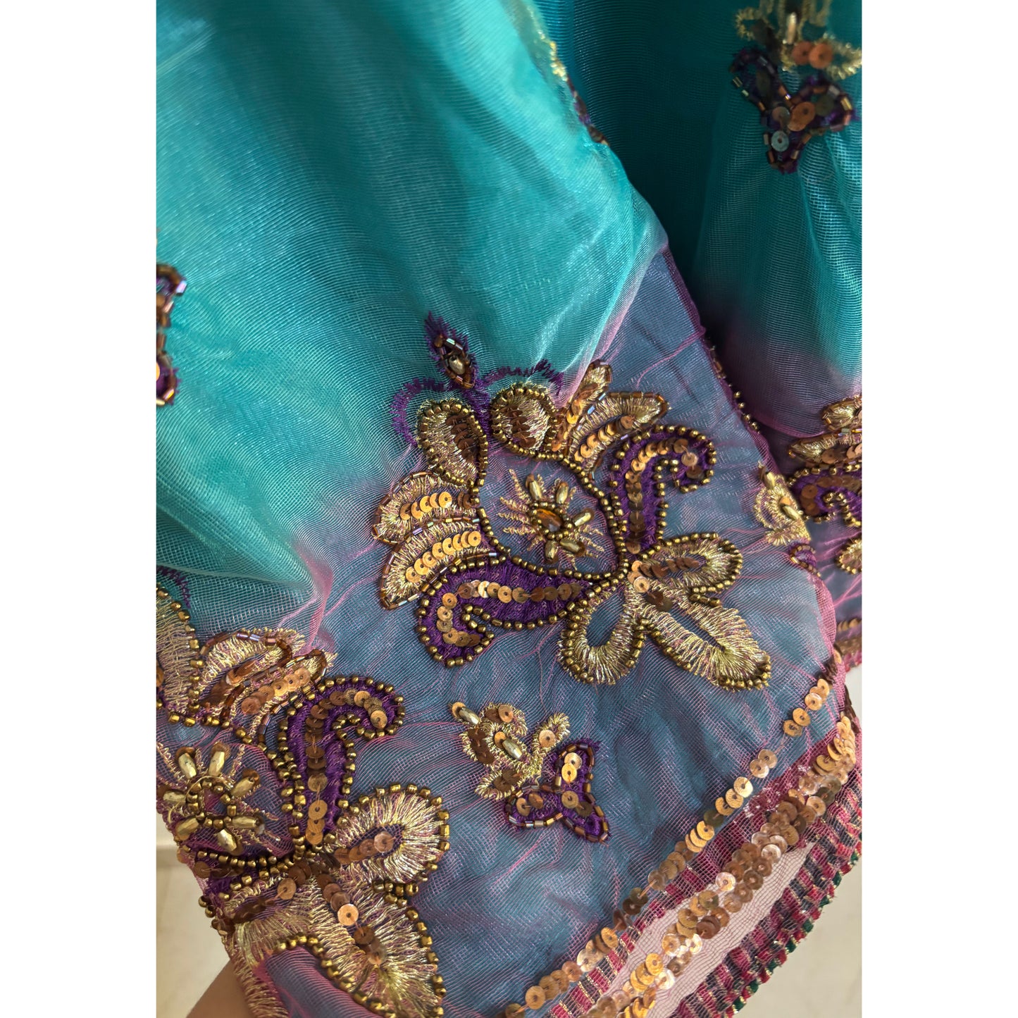 Emerald purple handwork dress