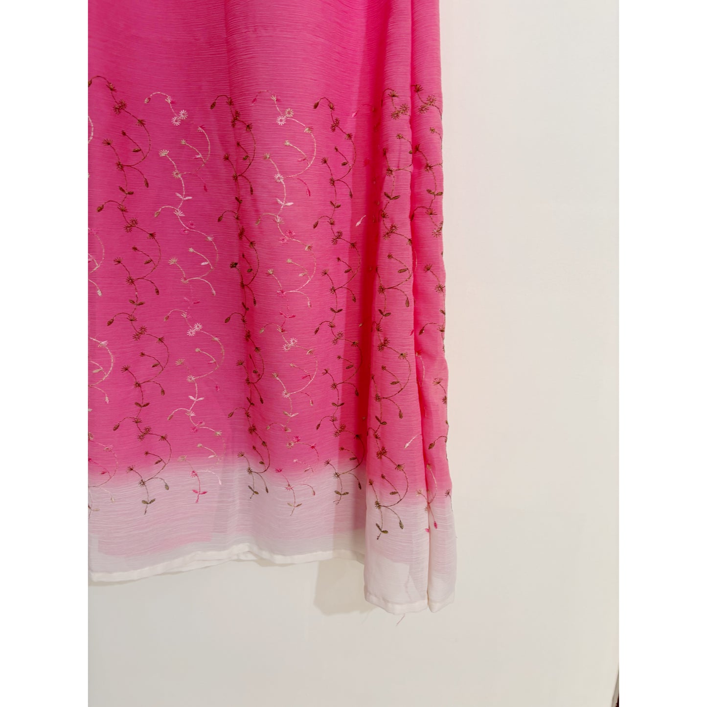 Pink & White Floral Embroidered Set