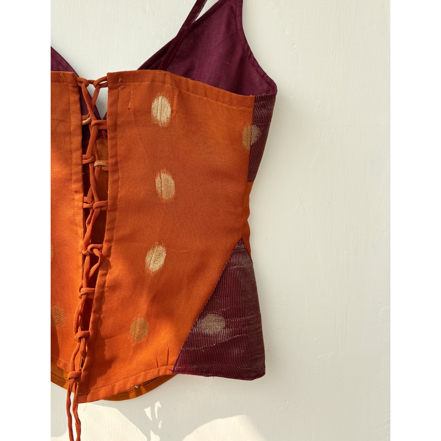Timeless purple orange with gold motif corset