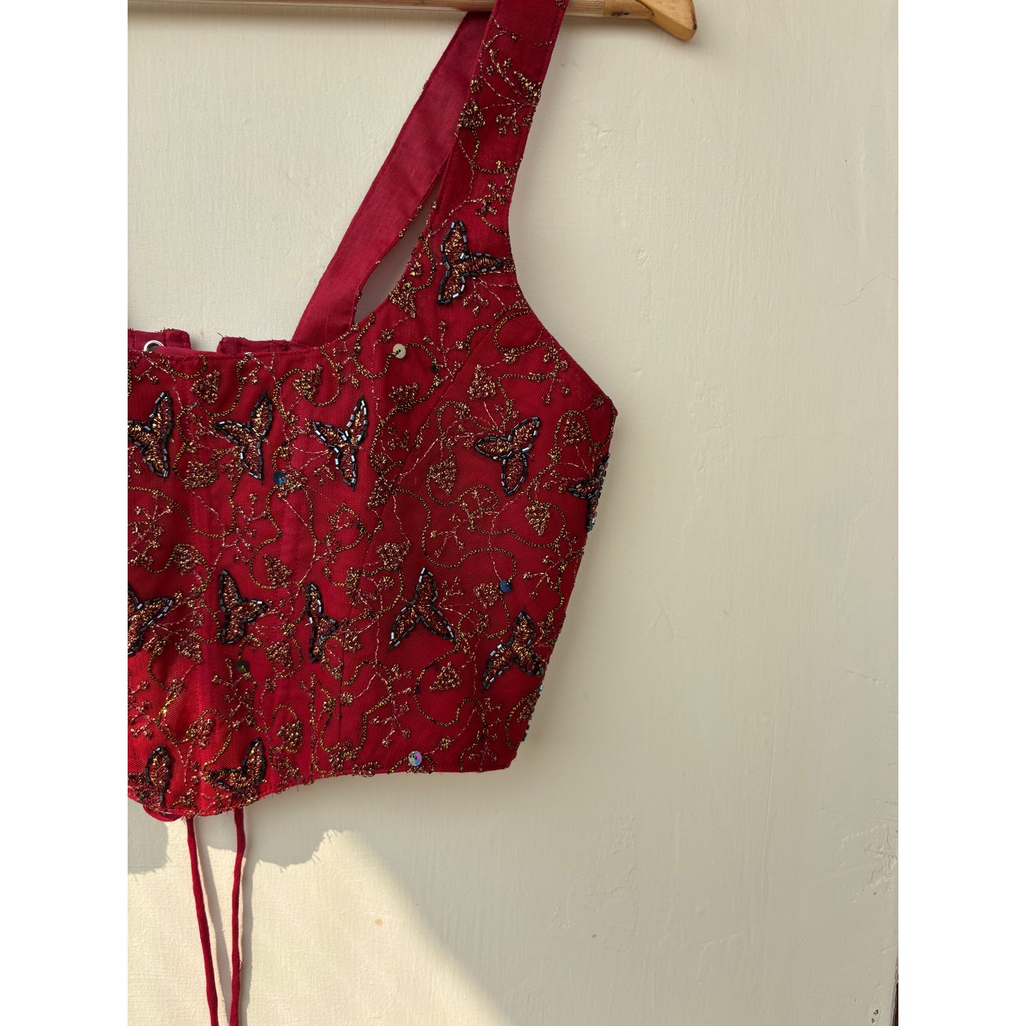 Red lacy handwork corset