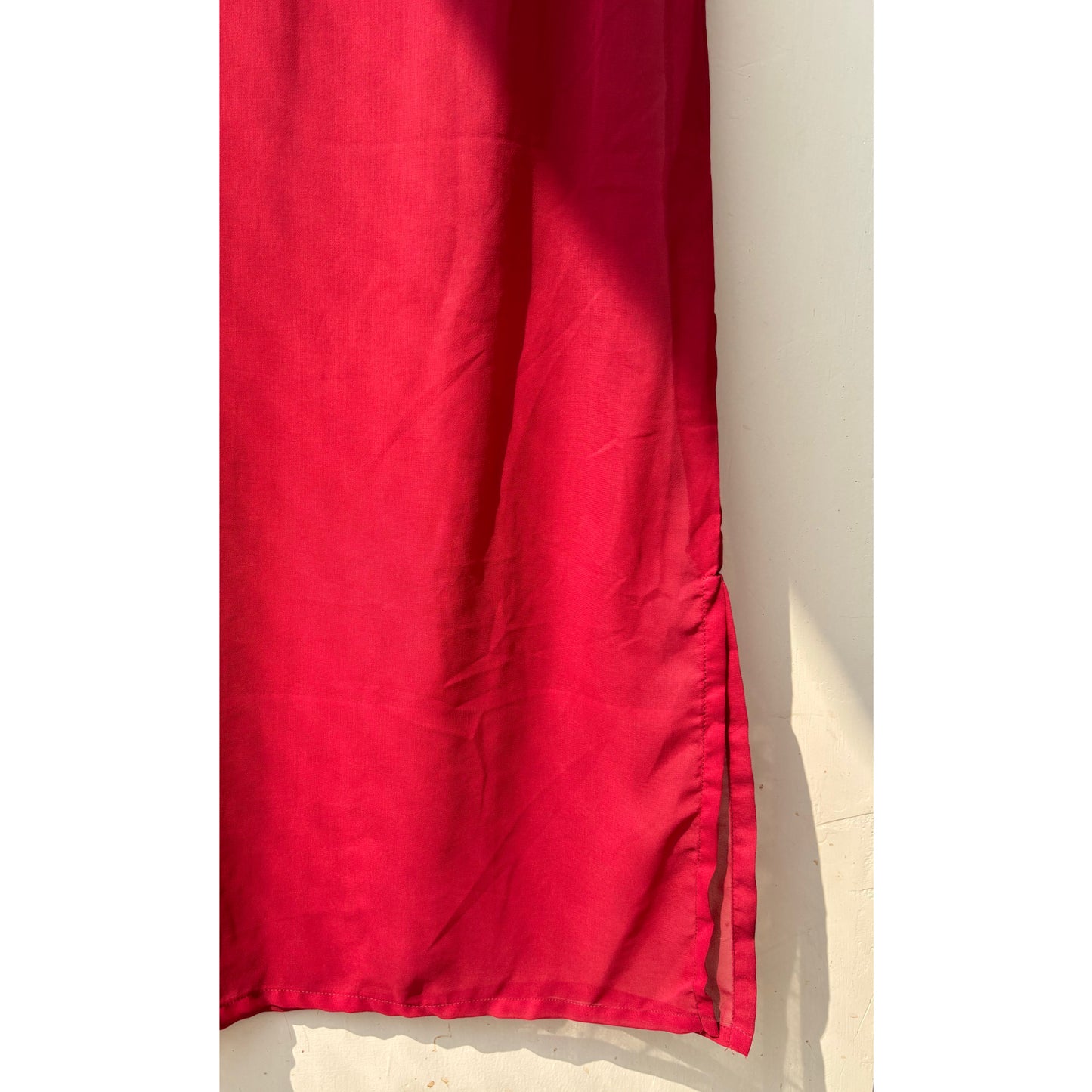 Deep red sequin thread work skirt