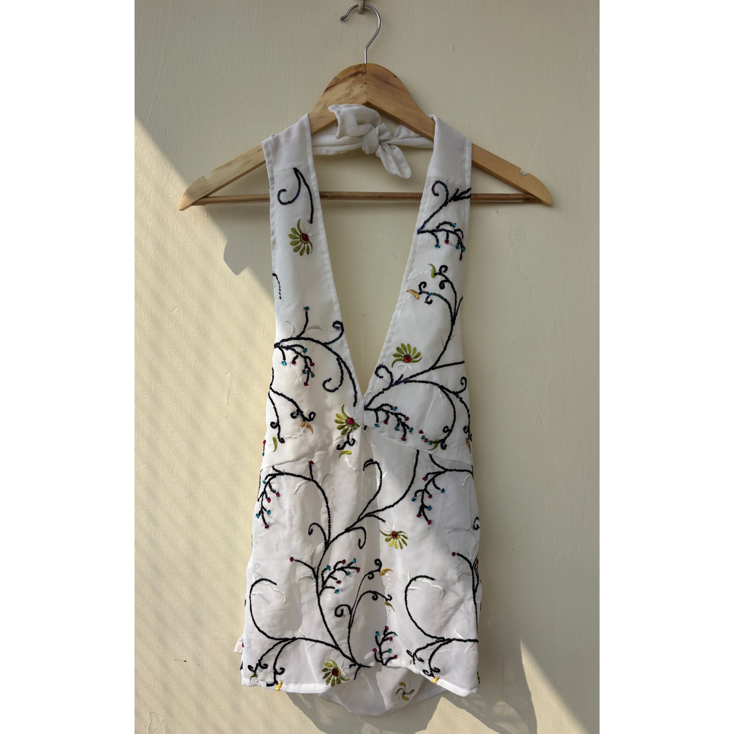 White with black sequin work top