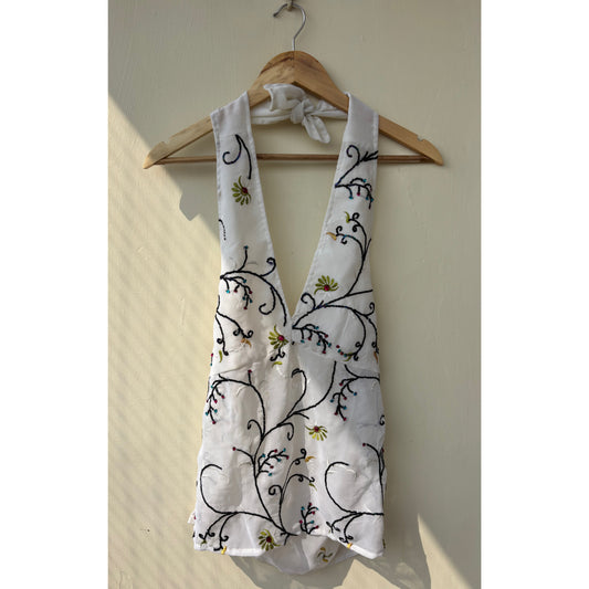 White with black sequin work top