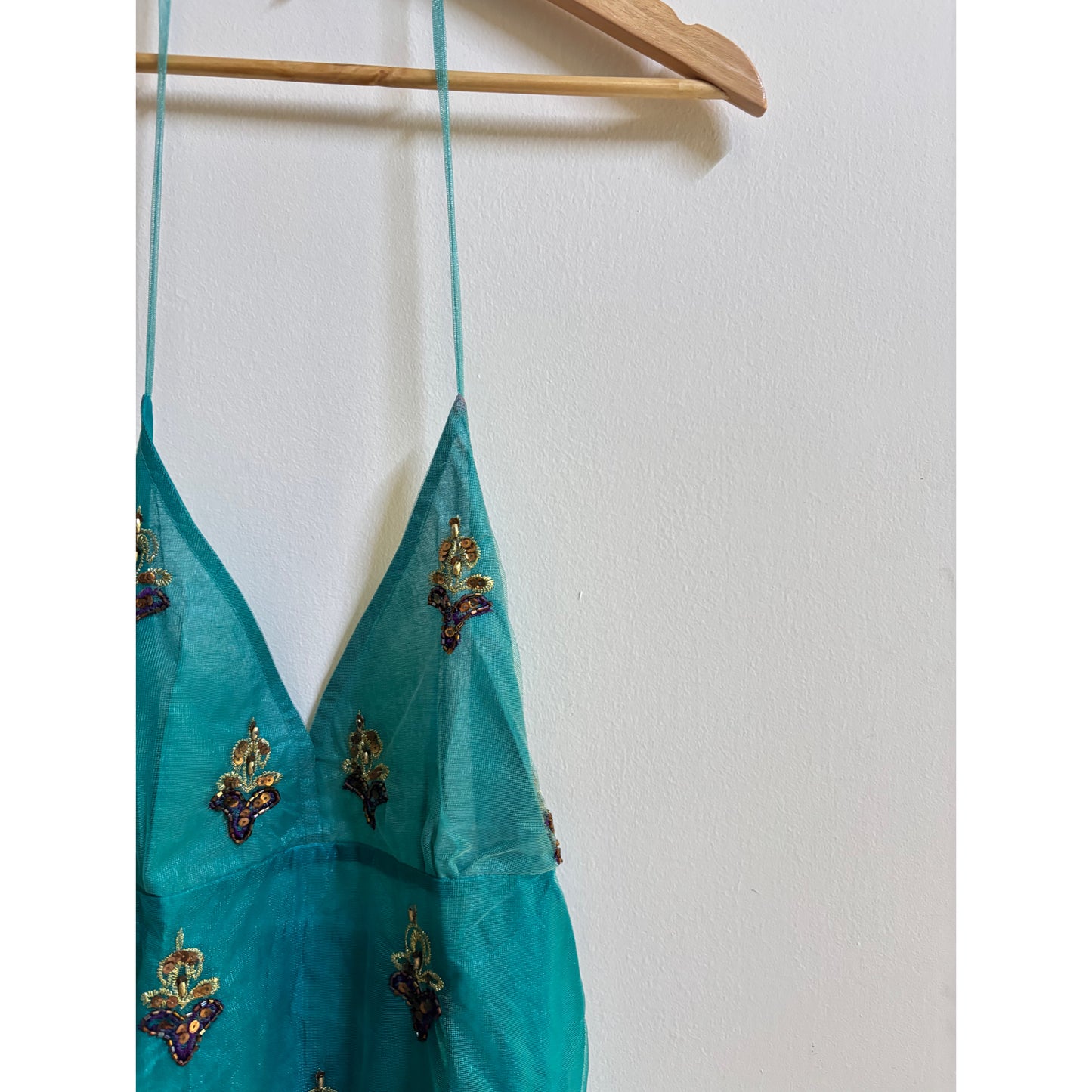 Emerald purple handwork dress
