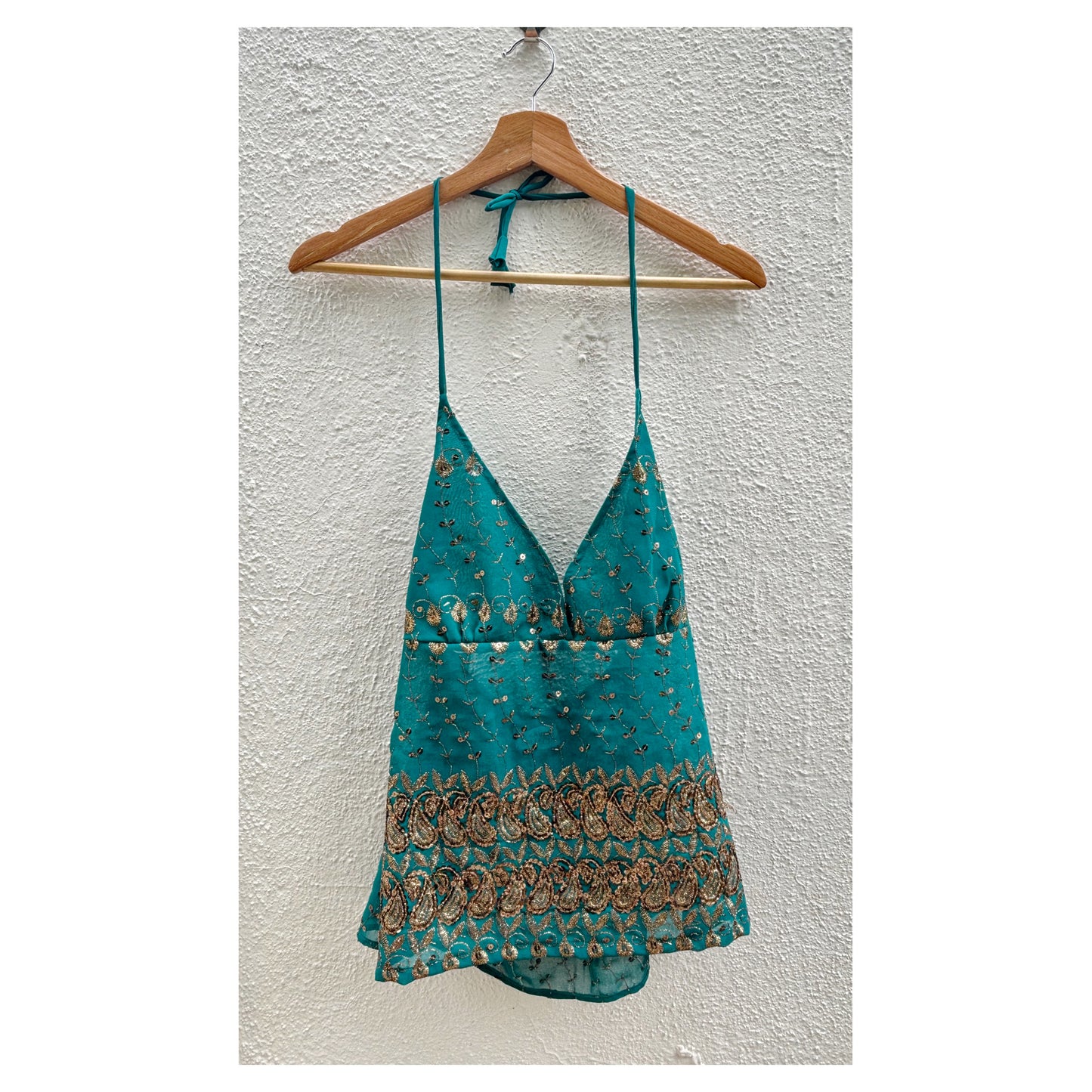 Teal paisley top