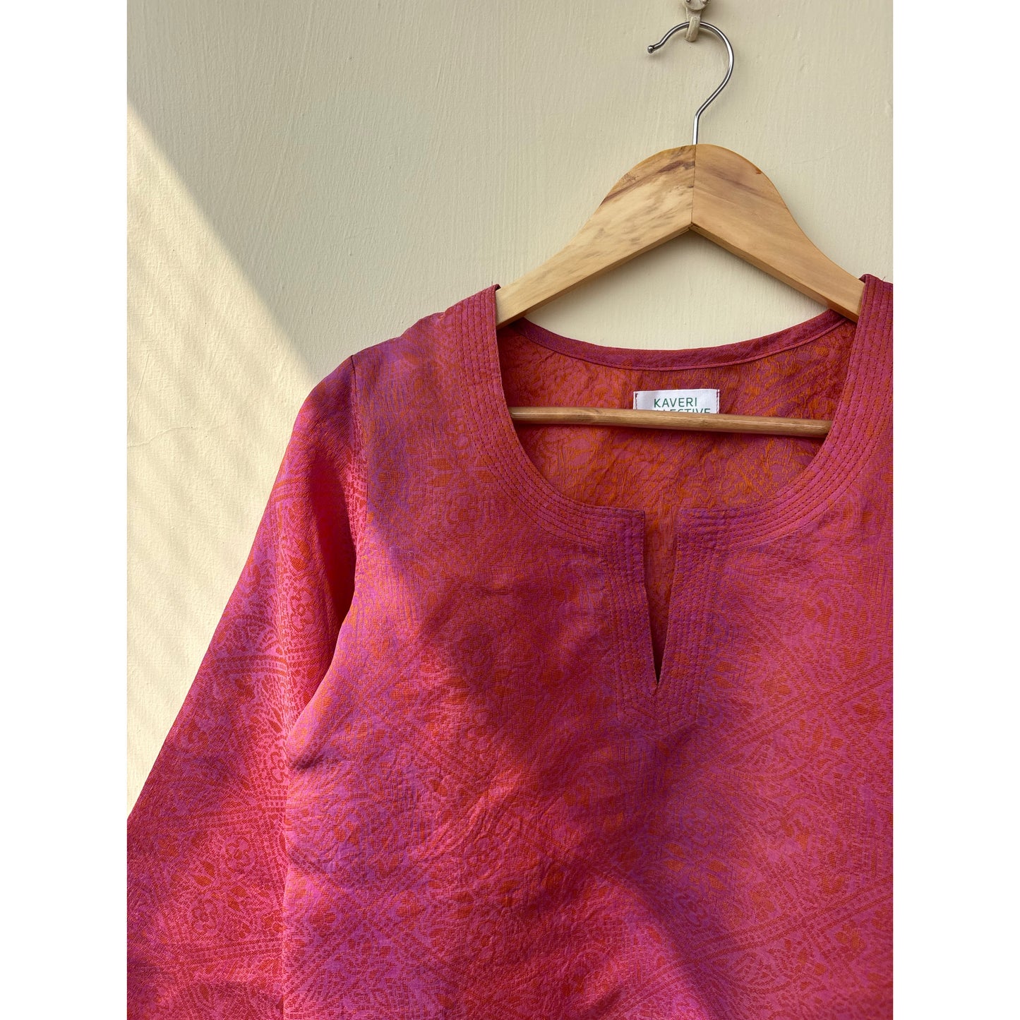 Pink hues with purple self design kurta