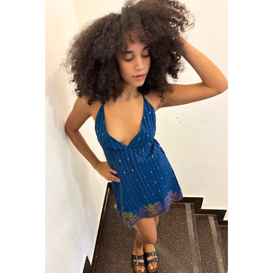 Lovely blue floral border dress