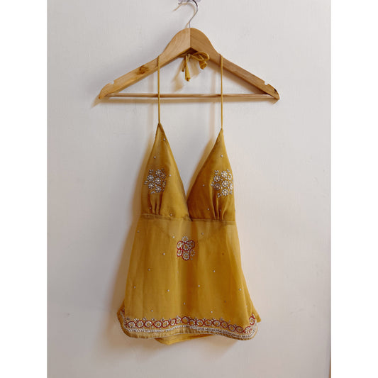 Beige celestial halter neck