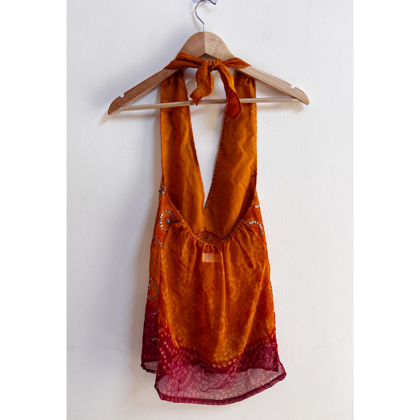 Bandhani sun hues sequins halter neck