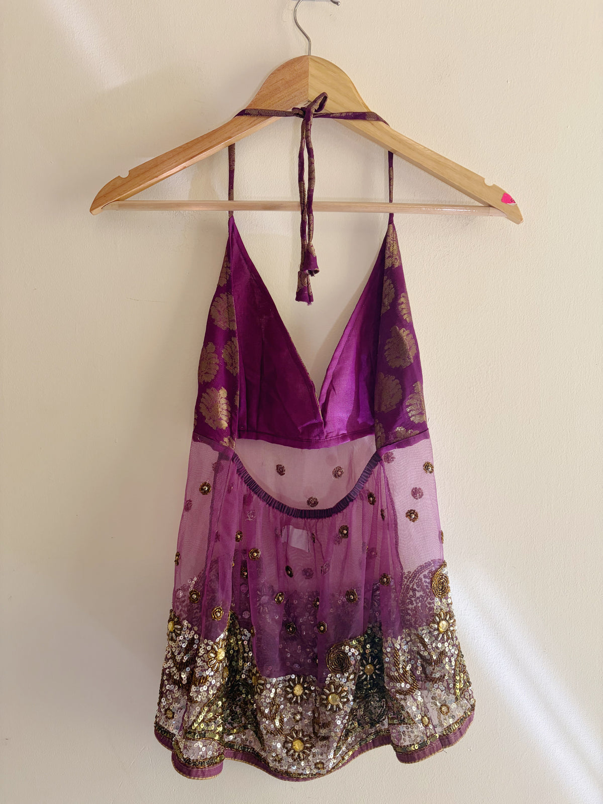Handwork purple beauty halter neck top!