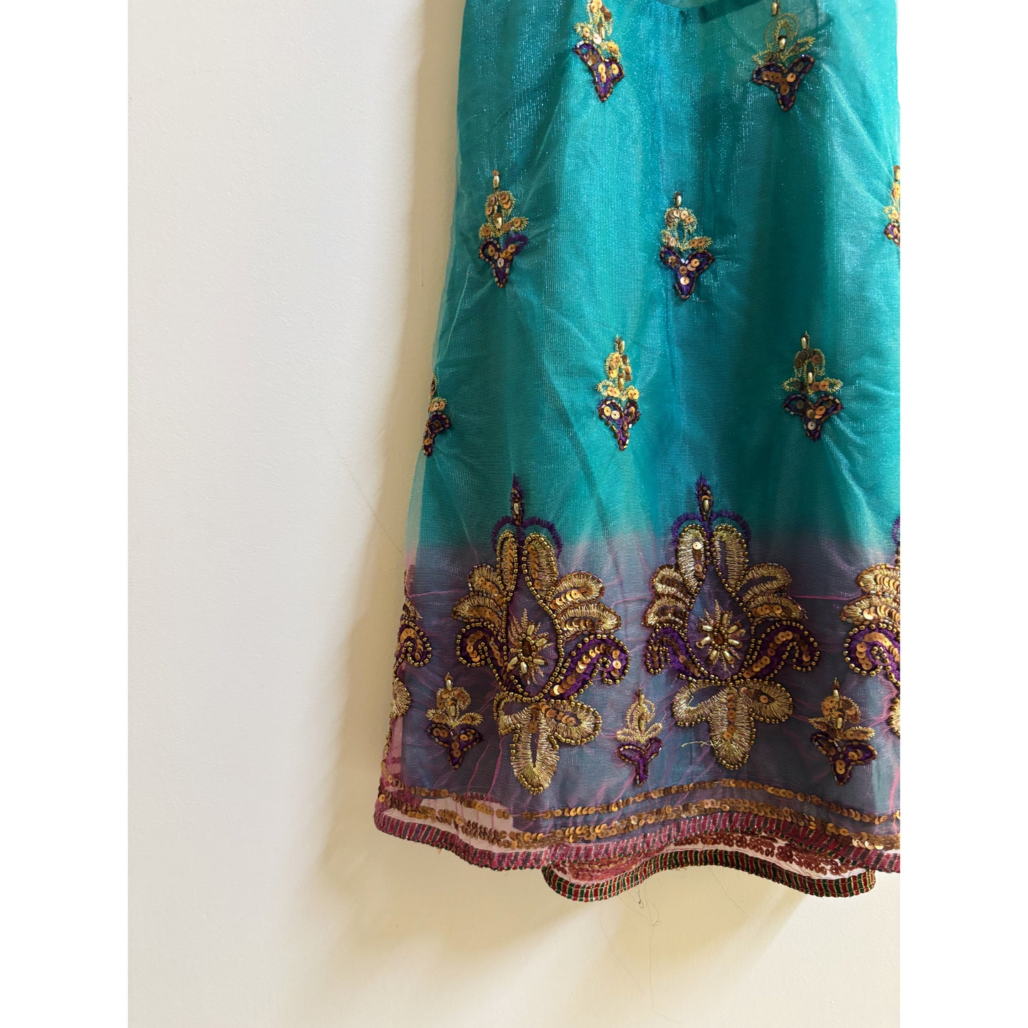 Emerald purple handwork dress