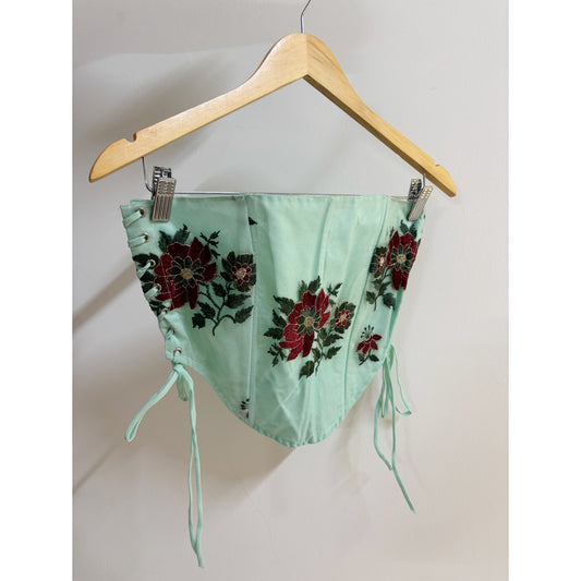Vintage embroidered mint corset