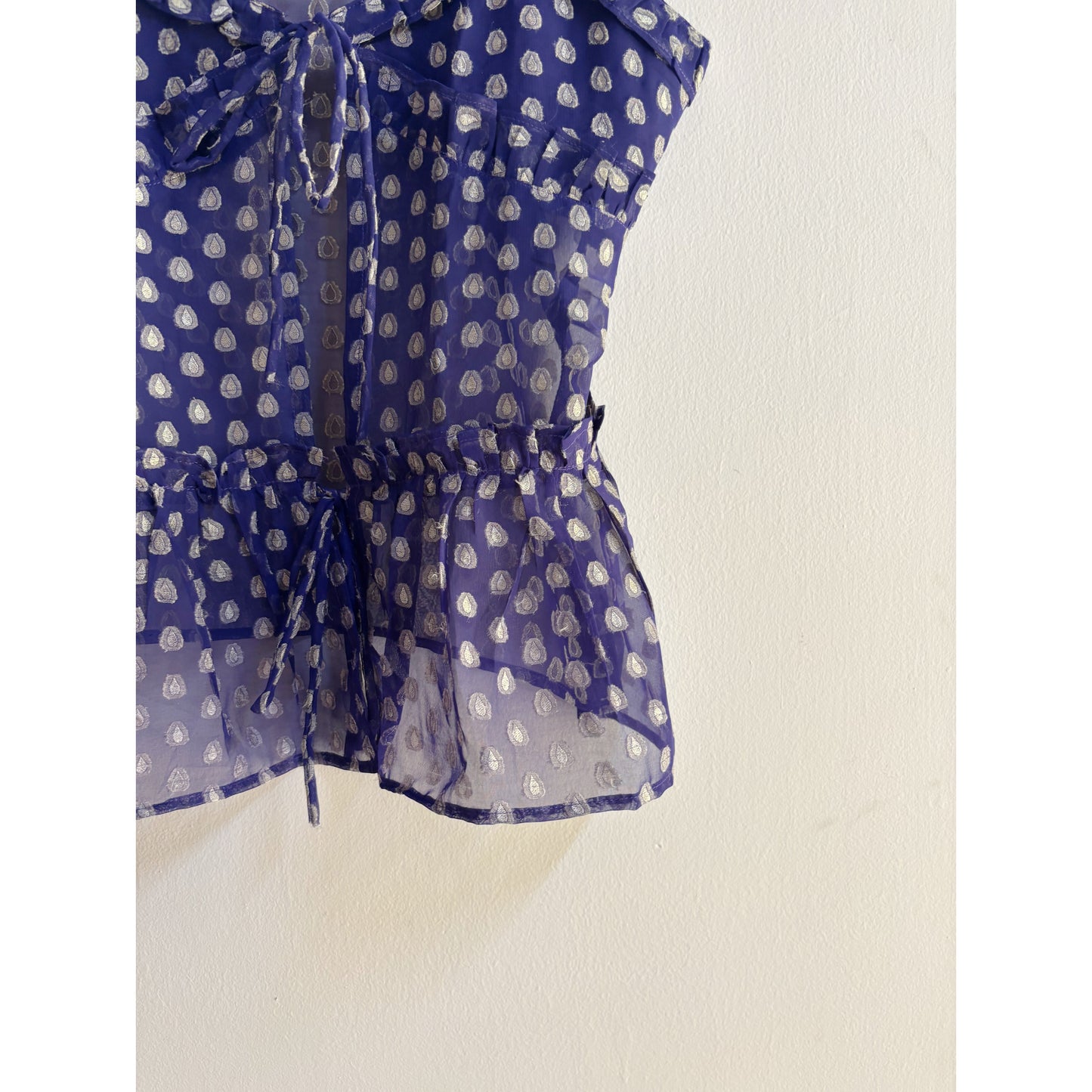 Navy & silver dot top