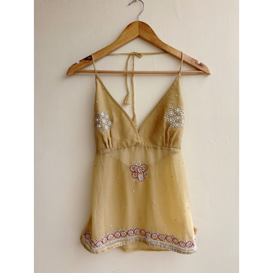 Beige celestial halter neck