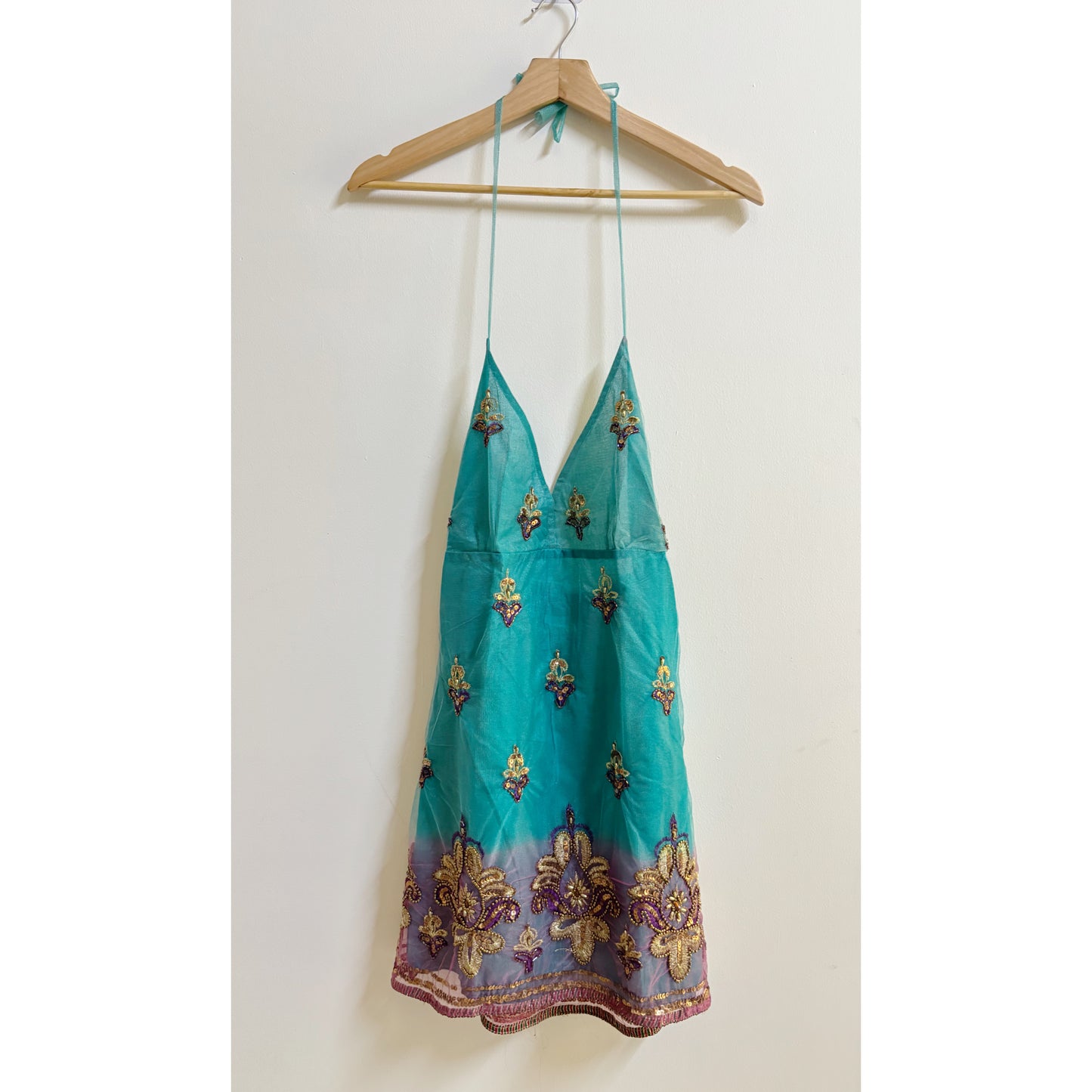 Emerald purple handwork dress