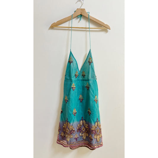 Emerald purple handwork dress
