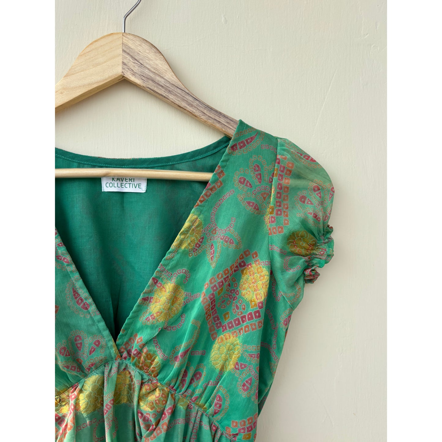 Green Boho Print Top