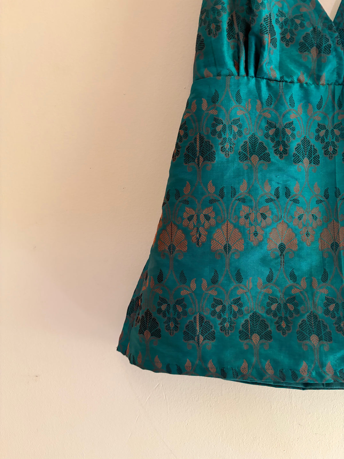 Emerald Mughal motif halter neck top