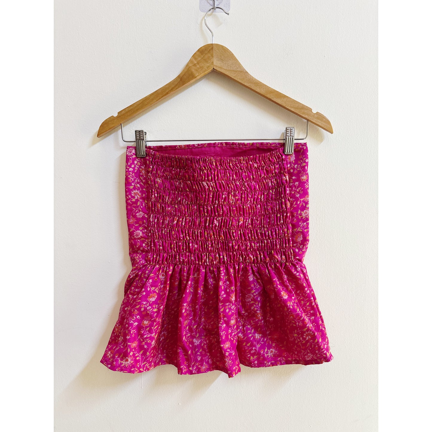 Floral pink silk top