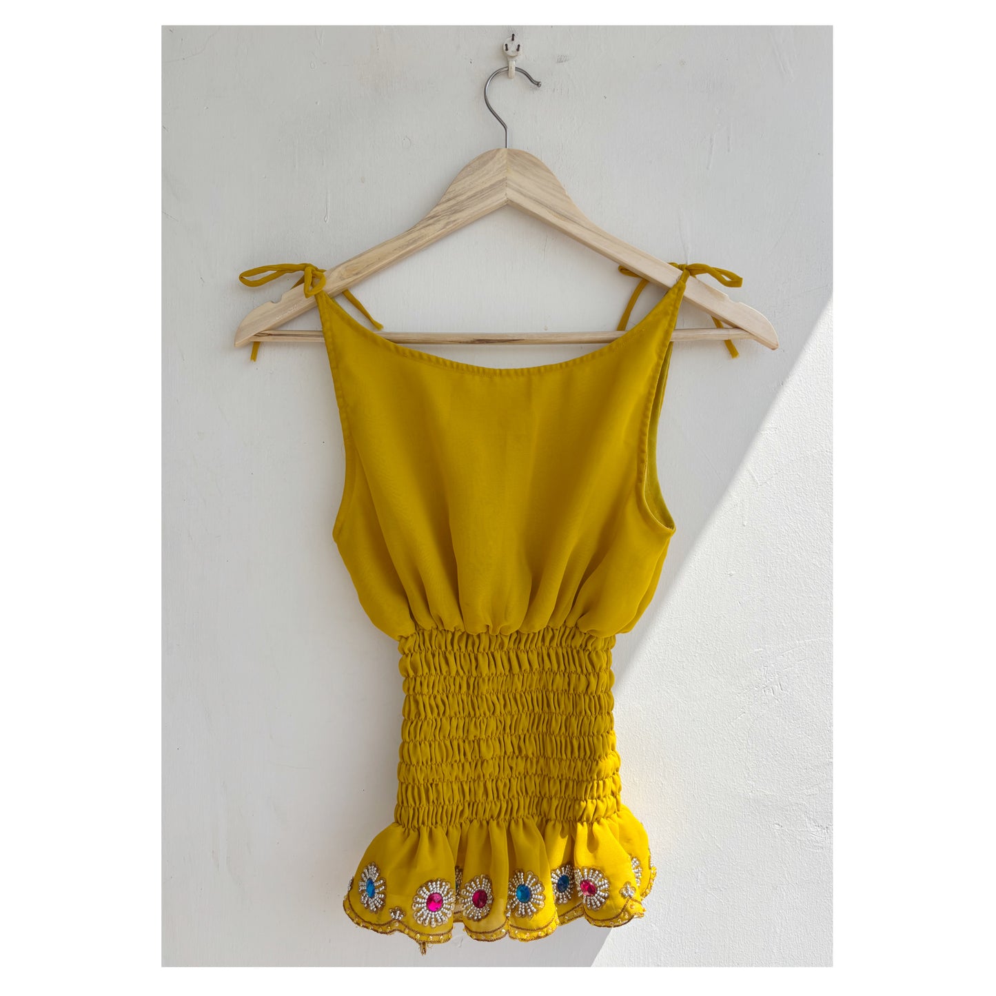 Yellow bead work top